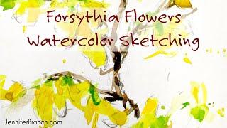 Forsythia Watercolor Painting Notecard Tutorial