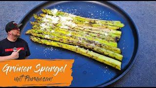 Grüner Spargel mit Parmesan vom Grill - schnelle Beilage