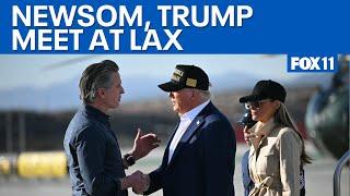 Gavin Newsom greets Donald Trump at LAX