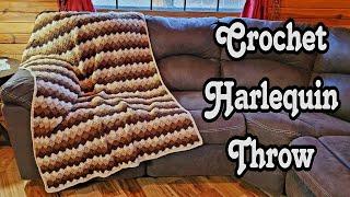 Learn How To Crochet Blanket Tutorial / Harlequin Stitch Throw