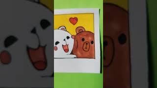 Cute bears️ ll Polaroid painting ll #art ll #shorts ll #beginner ll #ytshorts ll