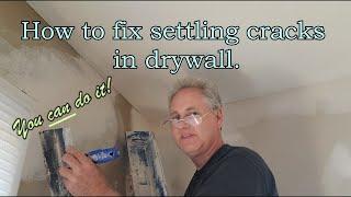 You can do it! Fixing drywall settling cracks,  How to fix cracks in sheetrock,  Drywall repair.