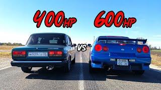 ВАЗ 2107 ТУРБО vs NISSAN Skykine R34 vs FORD FOCUS ST 2.5T OCTAVIA A7 1.8T vs GOLF 8 GTI Clubsport