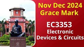 EC3353 Electronic Devices and Circuits Grace Mark Nov Dec 2024 | Anna University Latest News Today