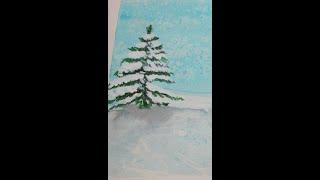 Easy Winter Watercolor Painting #shorts