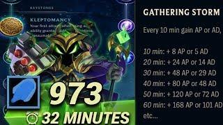 GATHERING STORM + VEIGAR = INFINITE SCALING! 1006 AP AT 32 MINUTES! KLEPTOMANCY VEIGAR! (D4 Tested)