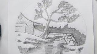 How to draw a scenery in circle easily | Pencil art easy ||common art Drawing .