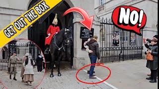 GET OUT OF THE BOX! Brilliant Kings Guard Does his Job Really well.| Royal Guard, Horse Guard!