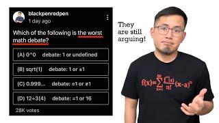 Which is the worst math debate: 0^0, sqrt(1), 0.999...=1, or 12/3(4)?