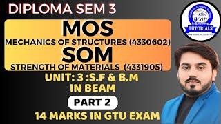 DIPLOMA SEM 3 MOS || DIPLOMA SEM 3 SOM || CH 3 || PART 2 || S.F AND B.M IN BEAM || SEM 3 MIMP