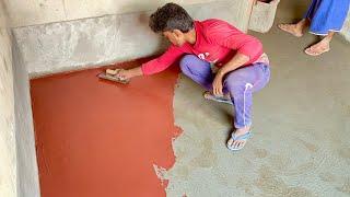 Floor red oxide cement coating | technique with cement and red oxide