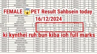 Female PET test Sahbsein results 16/12/24.excellent marks.