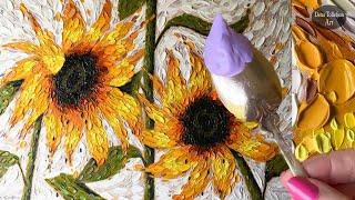 Creating Texture: Spoons & Knives Impasto Sunflower Painting Technique #GardenArtChallenge