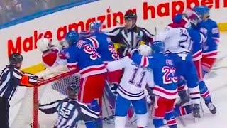 Jonathan Quick Kirby Dach, Zibanejad, Slafkovsky, Xhekaj, Lindgren Fight Brawl | Rangers Canadiens