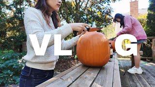 Thanksgiving VLOG Crossing the US-Canada Border & Carving a Pumpkin for the First Time