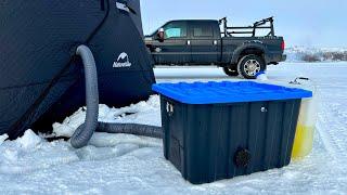 Spanking Walleye's / DIY Diesel Heater In-A-Box! Hot Tent Ice Fishing