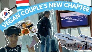 From Korea to Luxembourg | Vegan In-Flight Meals ️ | AMBW Couple’s New Chapter 