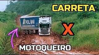 MOTOQUEIRO ARRISCOU NA FRENTE DA CARRETA