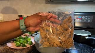 Trader Joe’s Beef and Broccoli, rice and Tik Tok air fried corn