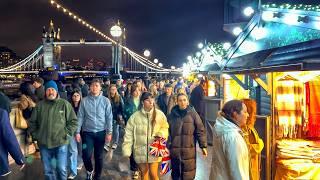 London Christmas Market 2024  London Bridge City - Winter by the River Walk Tour  4K HDR