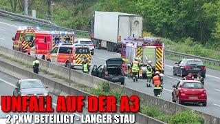 [AUFFAHRUNFALL AUF DER A3!] - 2 PKW beteiligt | Langer Stau | Feuerwehr Leverkusen im Einsatz -