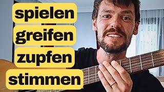 An der Gitarre | 4 Verbs in German | spielen, greifen, zupfen, stimmen