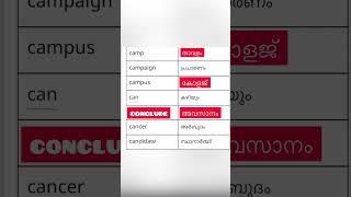 simple english words with Malayalam meaning