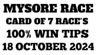 Mysore Horse Racing Tips | 18-10-2024 | Today Race Tips | Race Tips | Horse Racing |@ImranHorseTips