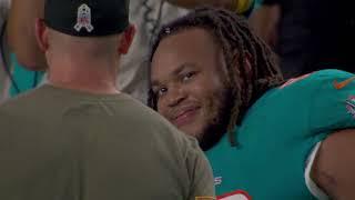 Robert Hunt funny reactions from his team after almost scoring TD