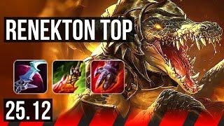 RENEKTON vs RIVEN (TOP) | 8 solo kills, 12/3/9, Godlike | KR Diamond | 25.12
