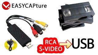 Easycap RCA to USB and S-Video to USB Capture Card Record the VHS