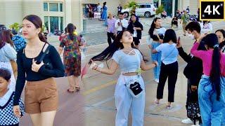 Koh Pich Street Walking Tour: Evening Scene | Cambodia 4K Walk 2023