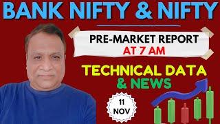 Nifty, Bank Nifty Technical / Data,  Pre- Market Update at 7 am,    11 -Nov -2024