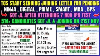 TCS START SENDING JOINING LETTER FOR ALL PENDING PRIME, NINJA, DIGITAL CANDIDATES JOINING ON 21 NOV