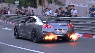 BEST OF NISSAN GT-R R35 in MONACO!  Accelerations & Flames!