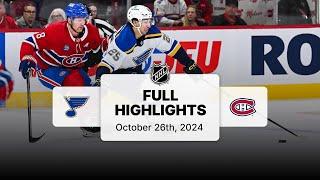 Blues at Canadiens | October 26, 2024 | NHL Full Game Highlights