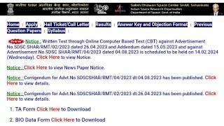 SDSC SHAR/RMT/04/2023 dated 04.08.2023 is scheduled  to be held on 14.02.2024Wednesday