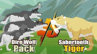 Dire Wolf Pack vs Sabertooth Tiger|Prehistoric Animals Tournament [S1] |Prehistoric Animal Animation