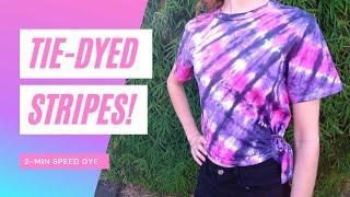 Tie-Dyed Stripes! Pink and purple cropped t-shirt speed dye