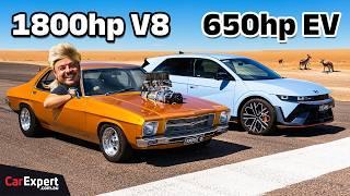 1800hp muscle car v 650hp HYUNDAI EV Drag Race: This was SO close!