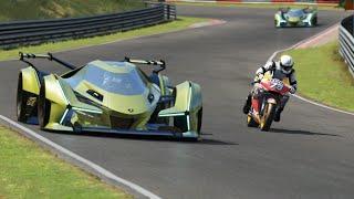 Honda RC213V MotoGP 2020 Marc Márquez vs Lamborghini V12 Vision GT 2020 at Nordschleife | Camtool