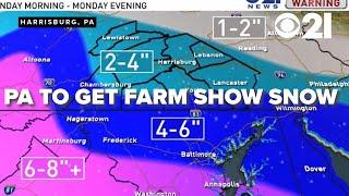 Farm Show Snow: Pennsylvania to get accumulating snow Monday