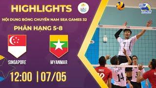 HIGHLIGHTS I Singapore - Myanmar | 5th-8th Places | Men's Volleyball - SEA Games 32