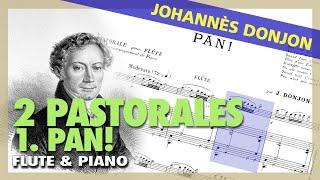 J. DONJON - 2 Pastorales - 1. Pan! [for FLUTE and PIANO] - (Sheet Music Scrolling)