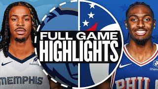 GRIZZLIES at 76ERS | FULL GAME HIGHLIGHTS | November 2, 2024