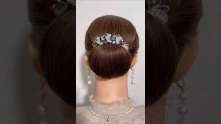 high bun hairstyle for wedding #simplehairstylegirl #hairstylesforgirls #hairstyle