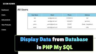 How to Show Data from Database in Admin Panel in PHP | PHP E-Commerce Project Tutorial