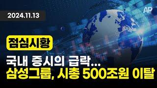 [점심시황] 국내 증시 급락... 삼성그룹, 시총 500조원 이탈