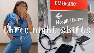 three 12 hour night shifts in a row as a registered nurse, vlog, new grad RN, emergency department