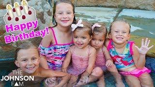 BIRTHDAY POOL PARTY!  Teaching TWINS Taytum and Oakley How To Swim!